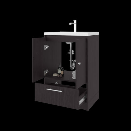 Mueble para Lavamanos Madison Wengue 60x89.7cm Individual con Lavamanos Integrado y con Un Cajón - MUEBLES PARA LAVAMANOS | Bylmo