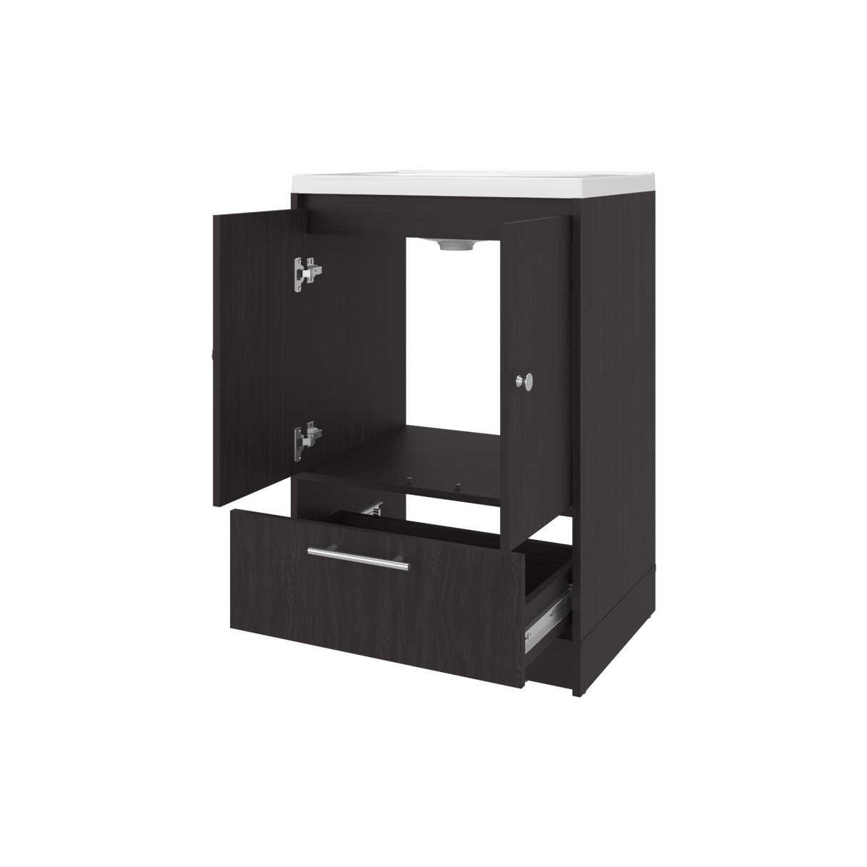 Mueble para Lavamanos Madison Wengue 60x89.7cm Individual con Lavamanos Integrado y con Un Cajón - MUEBLES PARA LAVAMANOS | Bylmo