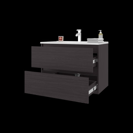 Mueble para Lavamanos Opalo Wengue 80x56.8cm Individual Flotante con Lavamanos Integrado y con Dos - MUEBLES PARA LAVAMANOS | Bylmo