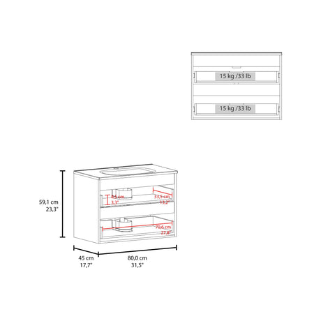 Mueble para Lavamanos Opalo Wengue 80x56.8cm Individual Flotante con Lavamanos Integrado y con Dos - MUEBLES PARA LAVAMANOS | Bylmo
