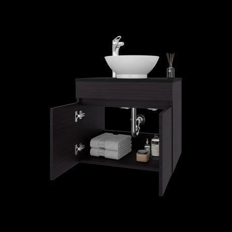 Mueble para Lavamanos Manchester Wengue 59.5x51.8cm Individual Flotante con Lavamanos Vessel y sin Cajones - MUEBLES PARA LAVAMANOS | Bylmo