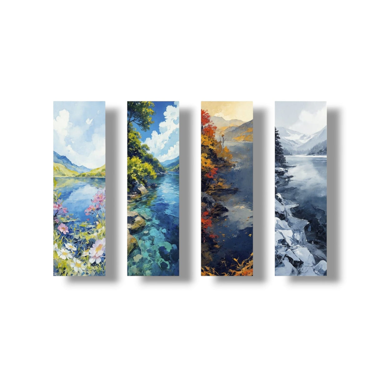 Set 4 Cuadros Decorativos Moderno Ritmo Estacional 19x61cm - CUADROS | Bylmo