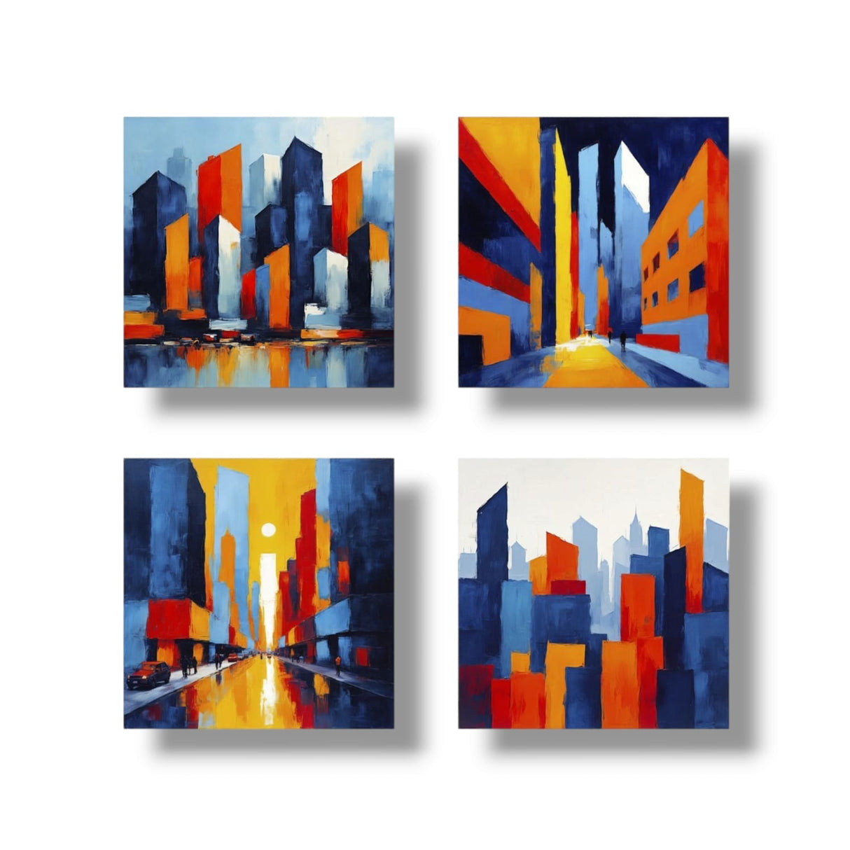 Set 4 Cuadros Decorativos Moderno Arte de Ciudades 44x44cm - CUADROS | Bylmo