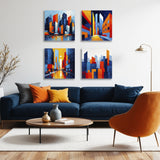 Set 4 Cuadros Decorativos Moderno Arte de Ciudades 44x44cm - CUADROS | Bylmo