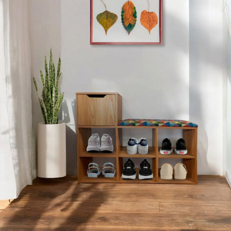 Zapatero Colors 90x75cm de Dos Niveles para Seis Pares con Asiento Integrado - ZAPATEROS | Bylmo