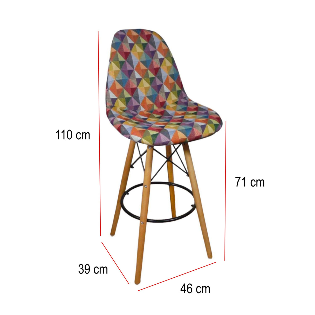 Set x 2 Sillas de Bar Eames Colors 46x110cm con Espaldar y con Asiento Ovalado - SILLAS Y BUTACOS | Bylmo
