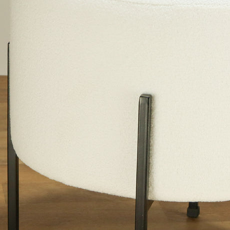 Puff Dubai Blanco 40x40cm con Patas y con Tapizado Liso - SOFAS Y POLTRONAS | Bylmo