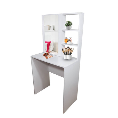 Combo Tocador Mallorca Blanco 70x140cm De Un Puesto con Espejo y con Una Silla - TOCADORES | Bylmo