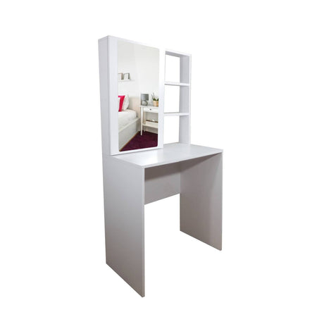 Combo Tocador Mallorca Blanco 70x140cm De Un Puesto con Espejo y con Una Silla - TOCADORES | Bylmo