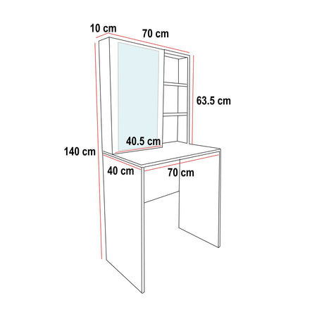 Combo Tocador Mallorca Blanco 70x140cm De Un Puesto con Espejo y con Una Silla - TOCADORES | Bylmo