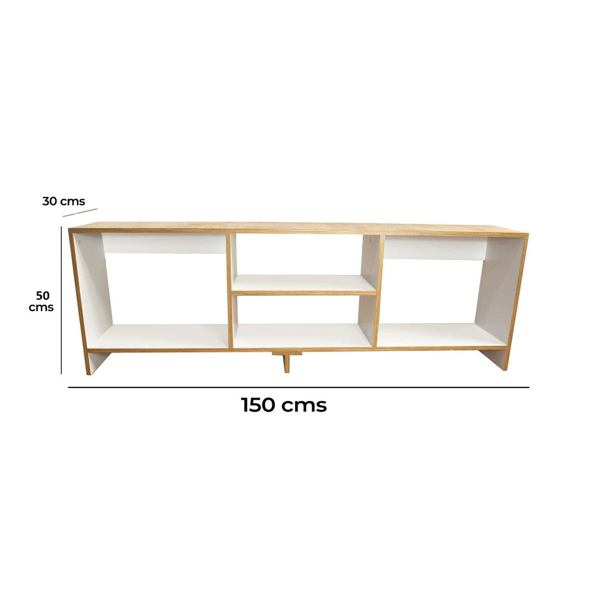 Combo Mueble de TV con Puff Eco Plus Fresno 150x50cm Para TV Hasta 65 Pulgadas con Cuatro Compartimientos - MUEBLES DE TV | Bylmo