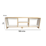Combo Mueble de TV con Puff Eco Plus Fresno 150x50cm Para TV Hasta 65 Pulgadas con Cuatro Compartimientos - MUEBLES DE TV | Bylmo