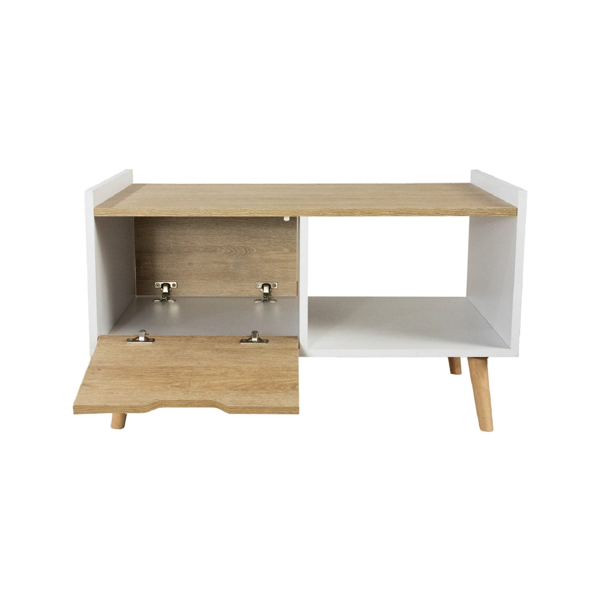 Mesa de Centro Rectangular Dreams Vienes y Blanco 80x40cm con Patas y con Compartimiento - MESAS DE CENTRO | Bylmo