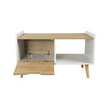 Mesa de Centro Rectangular Dreams Vienes y Blanco 80x40cm con Patas y con Compartimiento - MESAS DE CENTRO | Bylmo