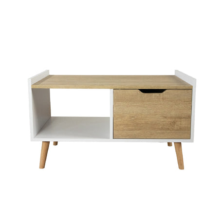 Mesa de Centro Rectangular Dreams Vienes y Blanco 80x40cm con Patas y con Compartimiento - MESAS DE CENTRO | Bylmo