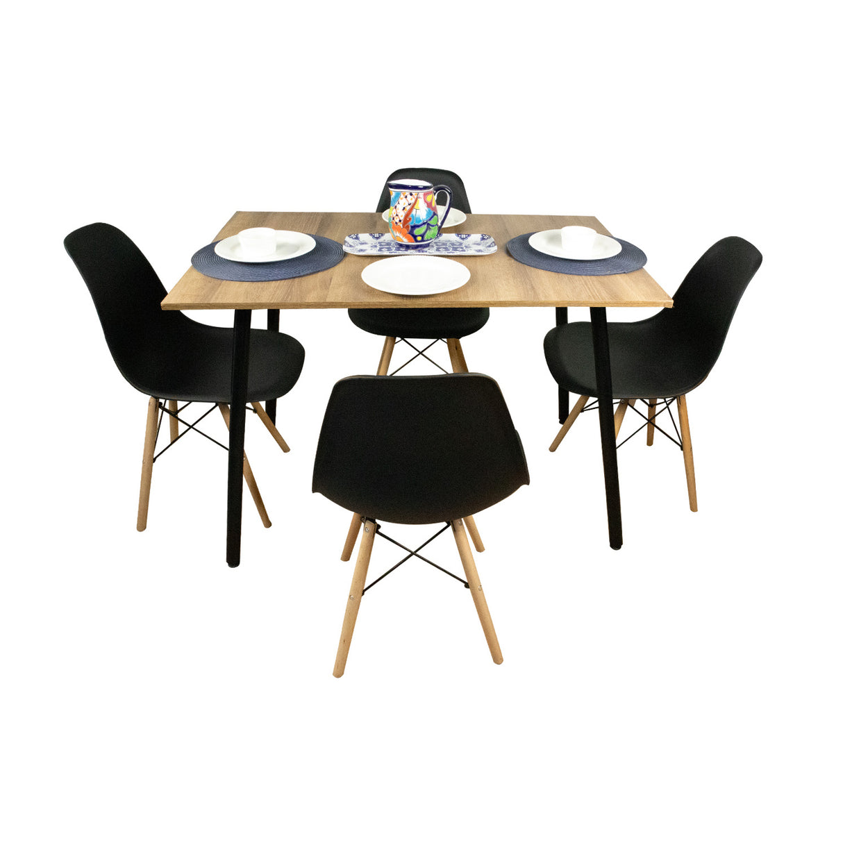 Comedor Rectangular Amaretto 110x75cm de Cuatro Puestos con Cuatro Sillas - COMEDORES | Bylmo
