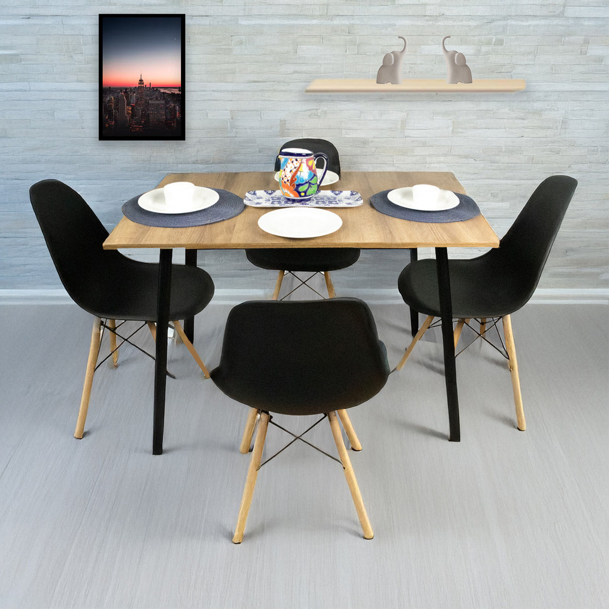 Comedor Rectangular Amaretto 110x75cm de Cuatro Puestos con Cuatro Sillas - COMEDORES | Bylmo