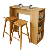 Combo Barra de Cocina Madrid Fresno y Madera 100x101cm con Tres Entrepaños y con Dos Sillas Bar - BARRAS Y MUEBLES AUXILIARES | Bylmo