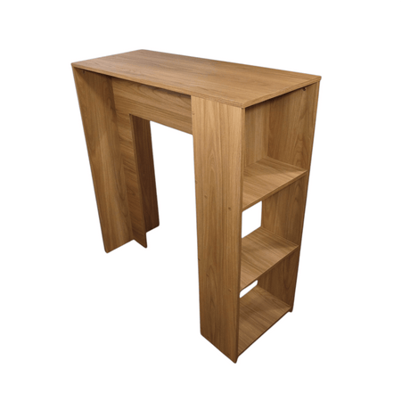 Combo Barra de Cocina Madrid Fresno y Madera 100x101cm con Tres Entrepaños y con Dos Sillas Bar - BARRAS Y MUEBLES AUXILIARES | Bylmo