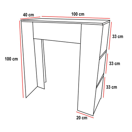 Combo Barra de Cocina Madrid Fresno y Madera 100x101cm con Tres Entrepaños y con Dos Sillas Bar - BARRAS Y MUEBLES AUXILIARES | Bylmo