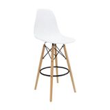 Combo Barra de Cocina Madrid Fresno y Blanco 100x101cm con Tres Entrepaños y con Dos Sillas Bar Eames - BARRAS Y MUEBLES AUXILIARES | Bylmo