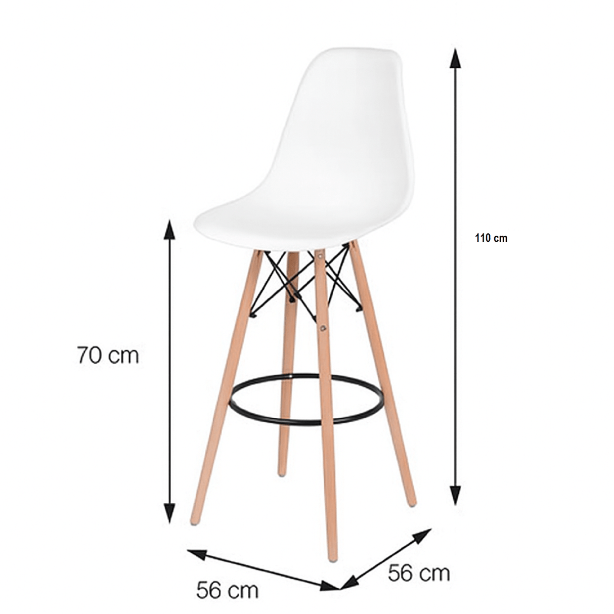 Combo Barra de Cocina Madrid Fresno y Blanco 100x101cm con Tres Entrepaños y con Dos Sillas Bar Eames - BARRAS Y MUEBLES AUXILIARES | Bylmo