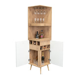 Bar Esquinero Huna Macadamia 46.9x46.9cm con Cuatro Portacopas y Seis Portabotellas - BARES | Bylmo