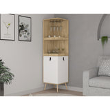 Bar Esquinero Huna Macadamia 46.9x46.9cm con Cuatro Portacopas y Seis Portabotellas - BARES | Bylmo