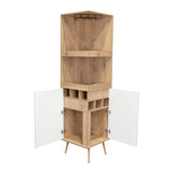 Bar Esquinero Huna Macadamia 46.9x46.9cm con Cuatro Portacopas y Seis Portabotellas - BARES | Bylmo