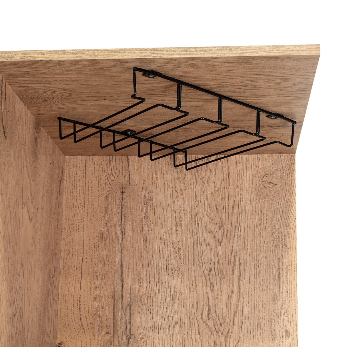 Bar Esquinero Huna Macadamia 46.9x46.9cm con Cuatro Portacopas y Seis Portabotellas - BARES | Bylmo