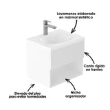 Kit Mueble con Lavamanos Individual Flotante Rayo Eco Blanco 48x40cm Sin Cajones y Sin Puertas - MUEBLES PARA LAVAMANOS | Bylmo