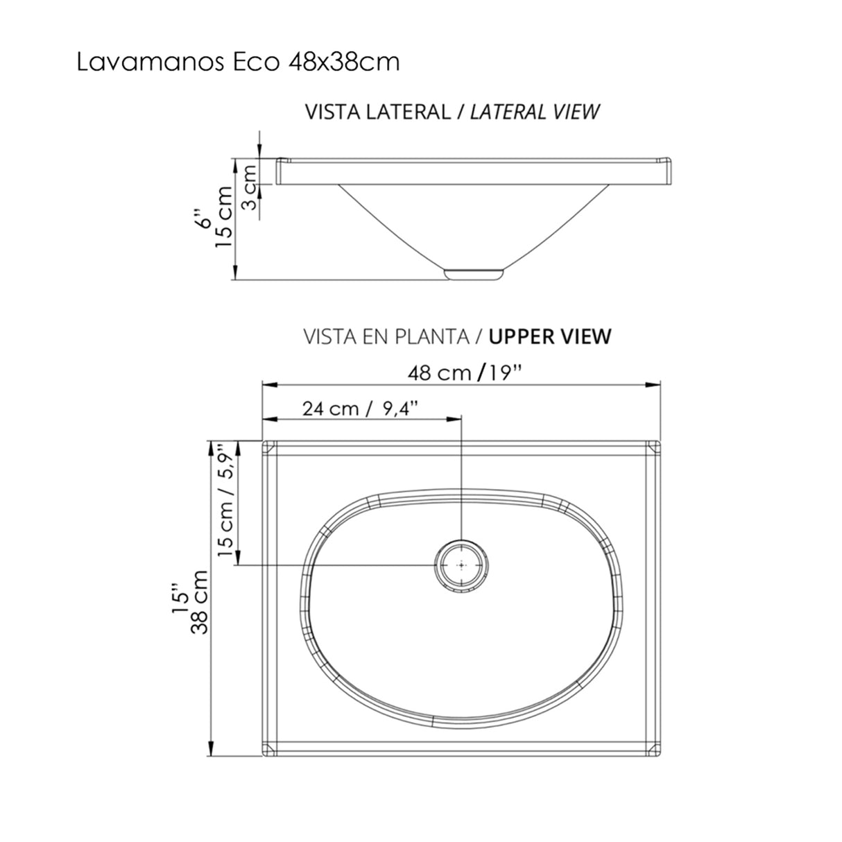 Kit Mueble con Lavamanos Individual Flotante Rayo Eco Blanco 48x40cm Sin Cajones y Sin Puertas - MUEBLES PARA LAVAMANOS | Bylmo