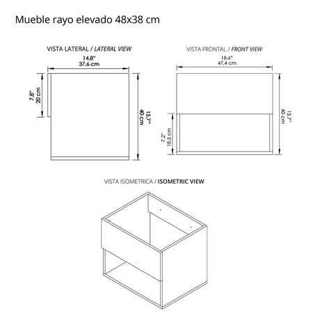 Kit Mueble con Lavamanos Individual Flotante Rayo Eco Blanco 48x40cm Sin Cajones y Sin Puertas - MUEBLES PARA LAVAMANOS | Bylmo
