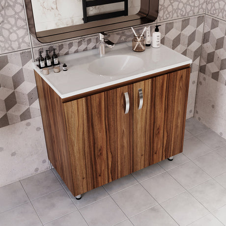 Kit Mueble con Lavamanos Individual Básico Quadratto Gracia 94x86cm con Dos Puertas - MUEBLES PARA LAVAMANOS | Bylmo