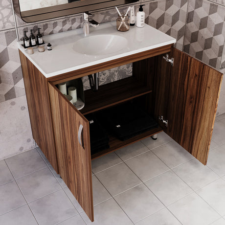 Kit Mueble con Lavamanos Individual Básico Quadratto Gracia 94x86cm con Dos Puertas - MUEBLES PARA LAVAMANOS | Bylmo