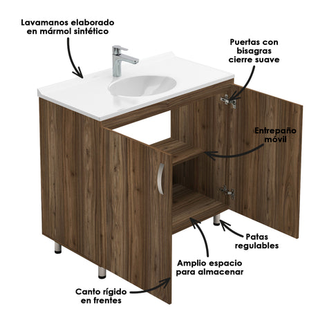 Kit Mueble con Lavamanos Individual Básico Quadratto Gracia 94x86cm con Dos Puertas - MUEBLES PARA LAVAMANOS | Bylmo