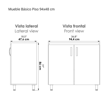 Kit Mueble con Lavamanos Individual Básico Oslo Blanco 94x86cm con Dos Puertas - MUEBLES PARA LAVAMANOS | Bylmo
