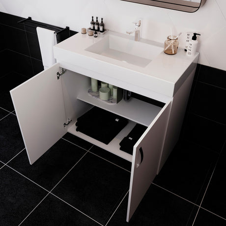 Kit Mueble con Lavamanos Individual Básico Oslo Blanco 94x86cm con Dos Puertas - MUEBLES PARA LAVAMANOS | Bylmo