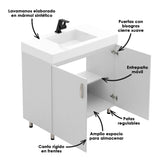 Kit Mueble con Lavamanos Individual Básico Oslo Blanco 94x86cm con Dos Puertas - MUEBLES PARA LAVAMANOS | Bylmo