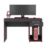 Escritorio Gamer Ibare Plomo y Rojo 120x75cm con Un Cajón - ESCRITORIOS | Bylmo