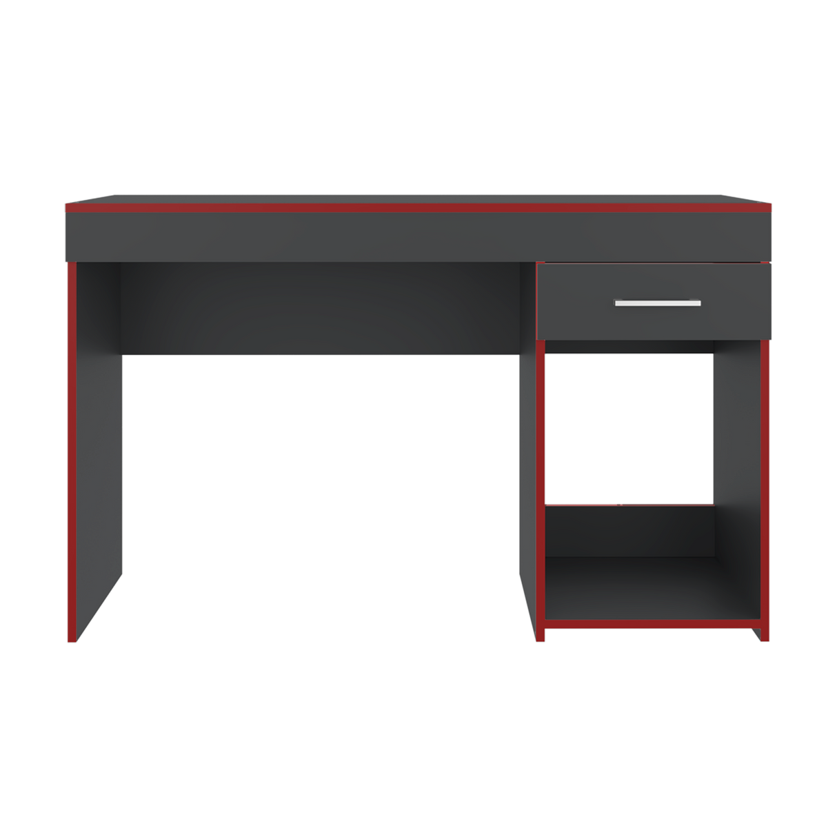 Escritorio Gamer Ibare Plomo y Rojo 120x75cm con Un Cajón - ESCRITORIOS | Bylmo