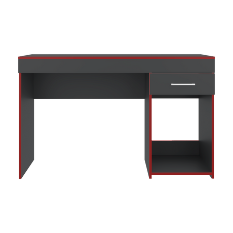 Escritorio Gamer Ibare Plomo y Rojo 120x75cm con Un Cajón - ESCRITORIOS | Bylmo