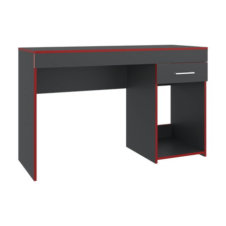 Escritorio Gamer Ibare Plomo y Rojo 120x75cm con Un Cajón - ESCRITORIOS | Bylmo