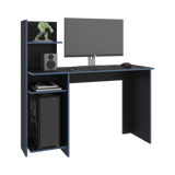 Escritorio Gamer Vilna Wengue y Azul 120x120.6cm sin Cajones - ESCRITORIOS | Bylmo