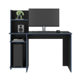 Escritorio Gamer Vilna Wengue y Azul 120x120.6cm sin Cajones - ESCRITORIOS | Bylmo
