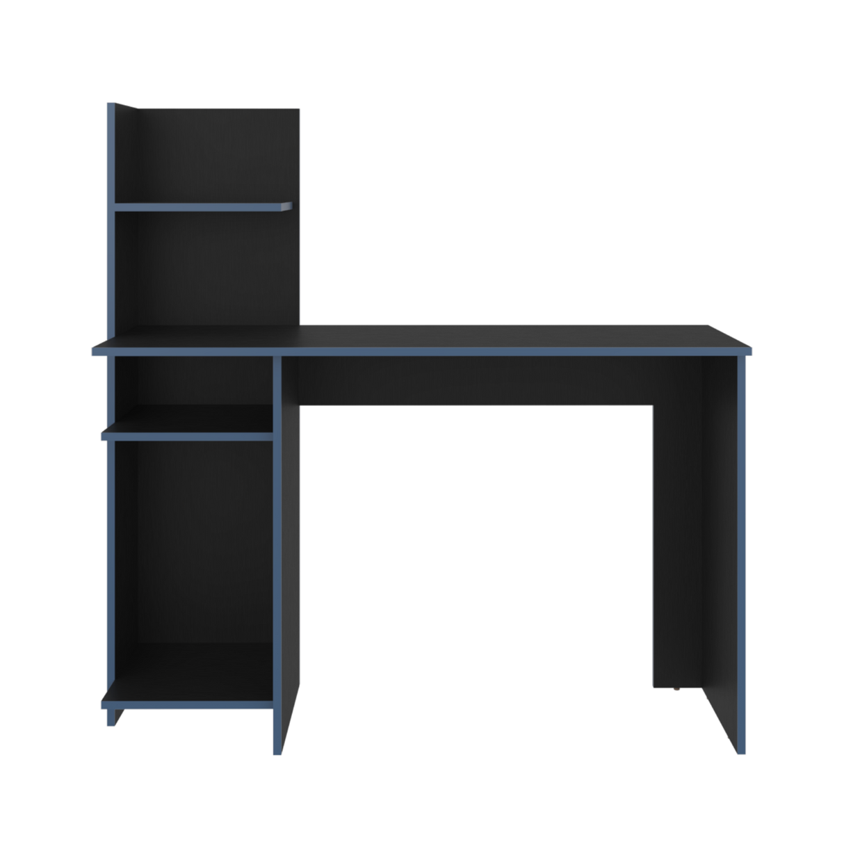 Escritorio Gamer Vilna Wengue y Azul 120x120.6cm sin Cajones - ESCRITORIOS | Bylmo