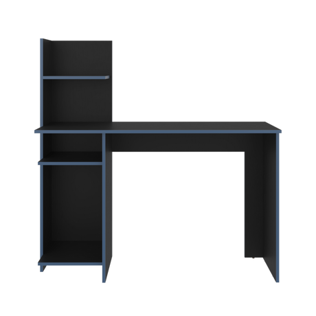 Escritorio Gamer Vilna Wengue y Azul 120x120.6cm sin Cajones - ESCRITORIOS | Bylmo
