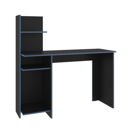 Escritorio Gamer Vilna Wengue y Azul 120x120.6cm sin Cajones - ESCRITORIOS | Bylmo