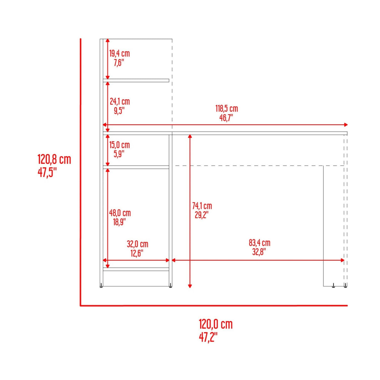 Escritorio Gamer Vilna Wengue y Azul 120x120.6cm sin Cajones - ESCRITORIOS | Bylmo