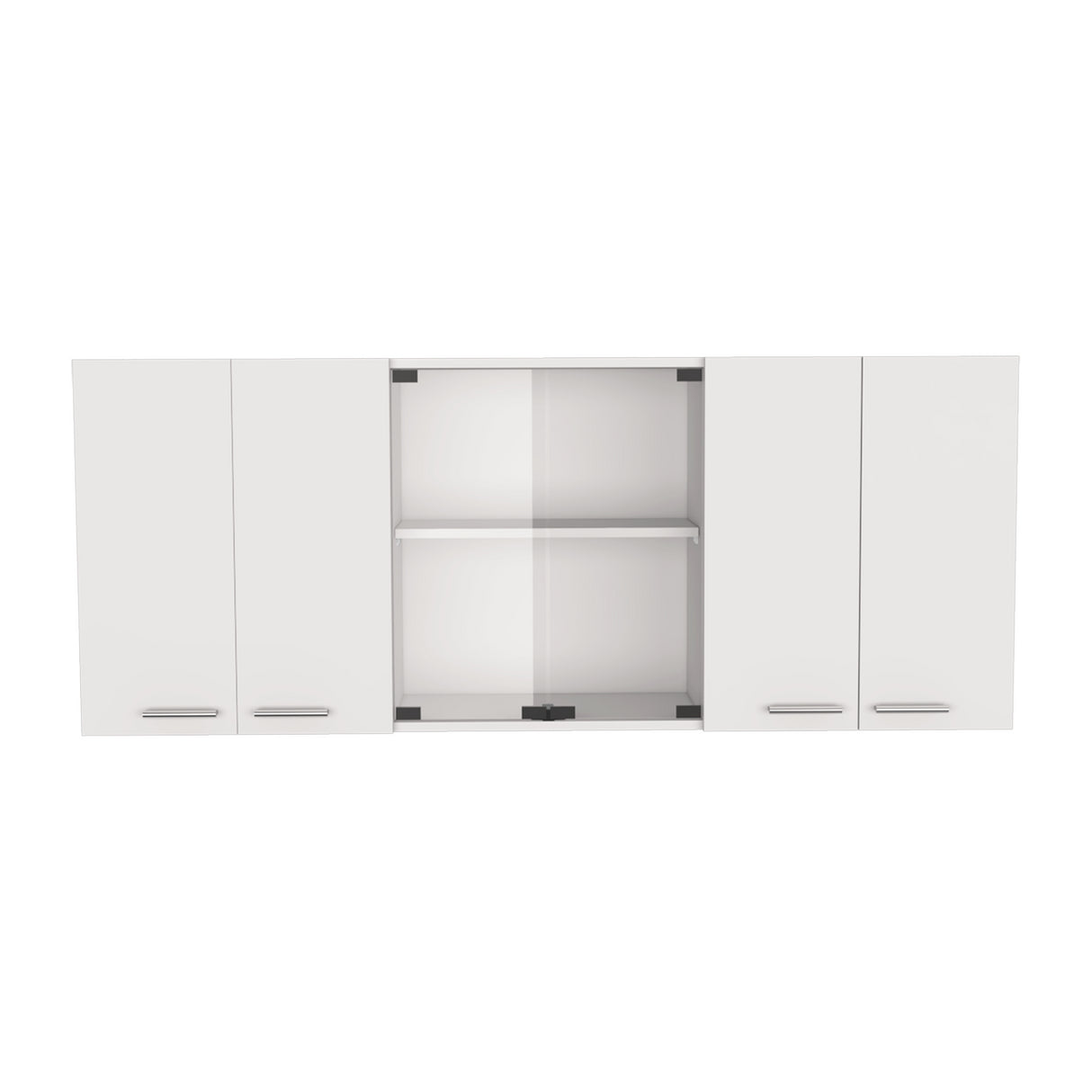 Gabinete de Cocina Vidrio Blanco 150x60cm Con Seis Cajones cn Espacio para Extractor y con Locero - MUEBLES SUPERIORES DE COCINA | Bylmo